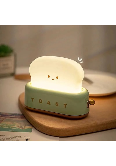 Bakgelal Sevimli Tost Led Gece Lambası Şarjlı Çocuk Odası, Yatak Odası Ve Masa Lambası Renkli