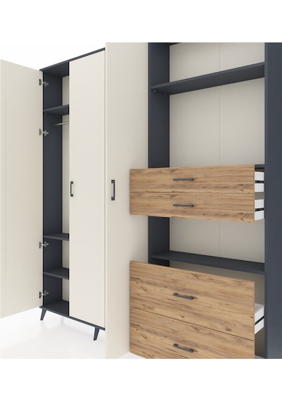 Arges Dolap 12 Raflı 4 Çekmeceli Tek Askılı 220x30x243 Antrasit-aytaşı/çam Aytası/atlas Çam Arges Dolap 12 Raflı 4 Çekmeceli Tek Askılı 220x30x243 Antrasit-aytaşı/çam Aytası/atlas Çam