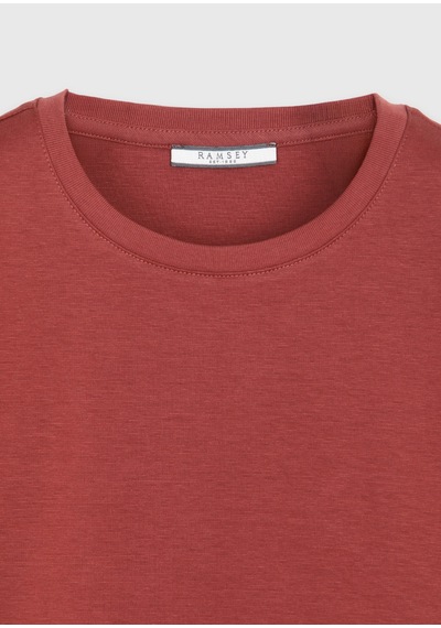 Ramsey Kiremit Düz Pamuk Karışımlı T-shirt