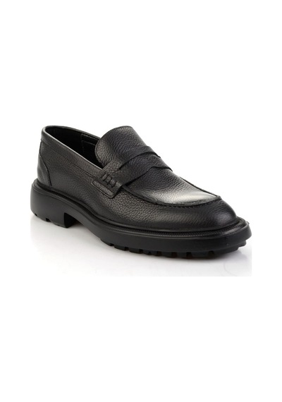 Bambi Siyah Hakiki Deri Erkek Loafer Ayakkabı E01054200440 Siyah