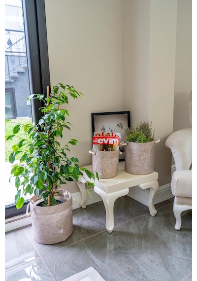 Kulplu Yuvarlak Düzenleyici Çok Amaçlı Kolay Taşınabilen Organizer Keçe Sepet Mini 03662 Diğer