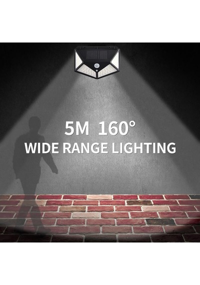 Açık 100 Led Güneş Işığı Hareket Sensörü Su Geçirmez Güneş Işığı Bahçe Dekorasyon Sokak Lambaları Güneş Enerjili Fener Duvar Lambası 100leds Black