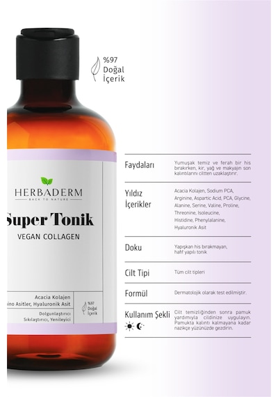 Herbaderm Vegan Collagen Dolgunlaştırıcı Super Tonik 250 Ml