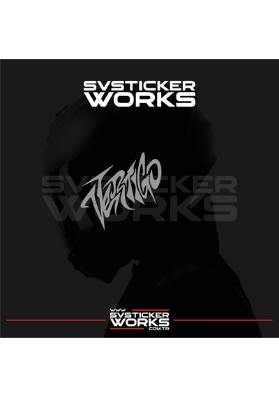 Vertigo Yazılı Kask Sticker Tüm Kasklar Uyumlu Tek Yön 1 Adet Gri