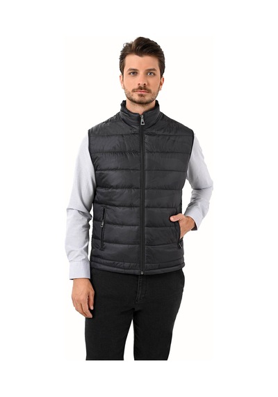 Ysf Erkek Siyah Regular Fit Desenli Yelek