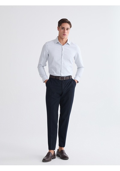 Lcw Busıness Yeşil Slim Fit Çizgili Gabardin Erkek Gömlek