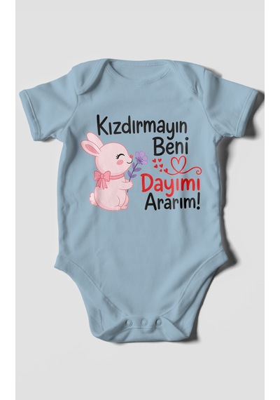 Morivokids Kızdırmayın Beni Dayımı Ararım Kısa Kollu Bebek Body %100 Pamuk Zbn165-kk Bebe Mavisi