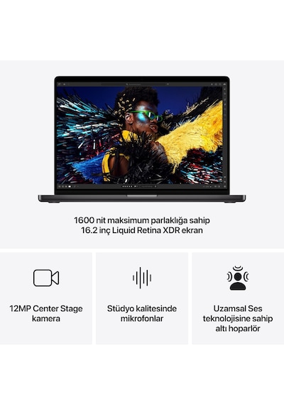Apple MacBook Pro MX313TU/A Apple M4 Max 16C CPU 40C GPU 48 GB 1 TB SSD 16.2" MacOS Dizüstü Bilgisayar