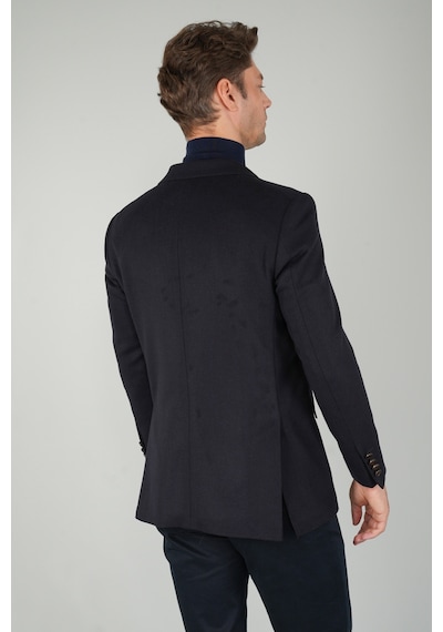 Bisse Comfort Fit Lacivert Mono Yaka Çift Yırtmaçlı 6 Drop Yün Erkek Ceket Pck24k24209 D39 Lacivert