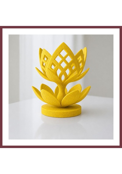 Storeşahin 3d Baskı Lotus Çiçeği Mumluk - Dekoratif Tealight Mumluk-sarı Shn0720