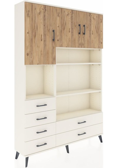 Arges Dolap 9 Raflı 6 Çekmeceli 3 Kapaklı 132x30x195 Aytaşı-çam/aytaşı Atlas Çam/aytası