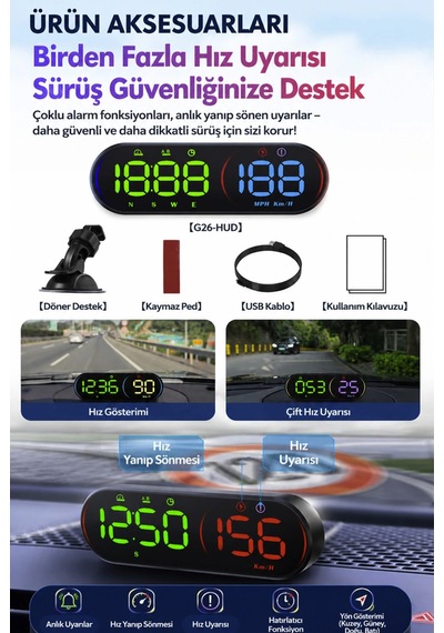 1990-2026 Renault Clio Gps Hız Göstergesi Hud Dijital Hız Saati