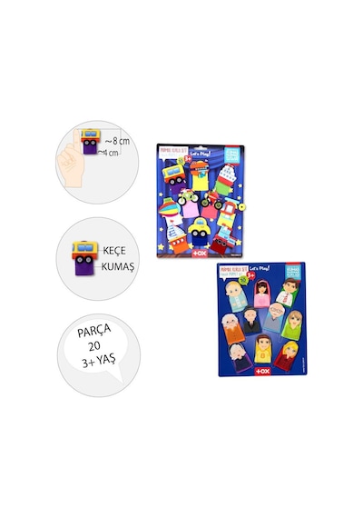 2 Set 20 Parça Tox Taşıtlar ve Aile Bireyleri Parmak Kukla T751