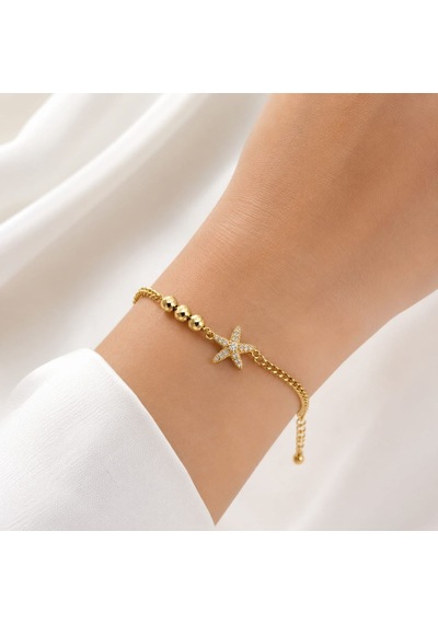 Cm Jewelry Parıltılı Deniz Yıldızı Bileklik Altın