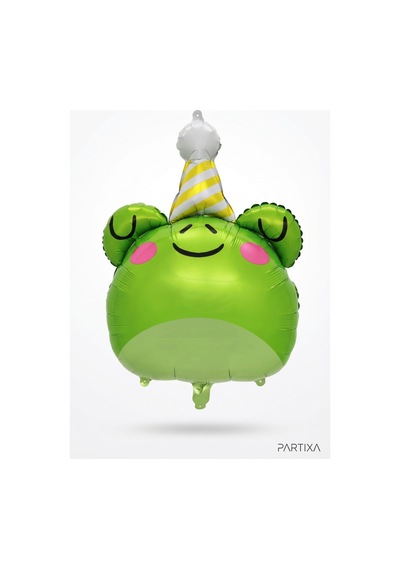 Şapkalı Safari Kurbağa Kafa Folyo Balon 73x52 Cm Safari Temalı Çocuk Doğum Günü Parti Süsü Çok Renkli