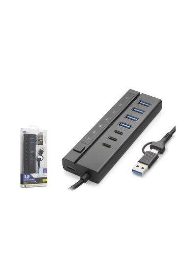 İetop Hdx7062 Usb Type-c 3.2 Gen1 Hub Anahtarlı 8 Port 5 Gbps Siyah