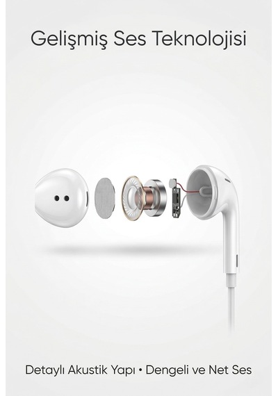 Ps03 3.5 Mm Jack Girişli Kablolu Kulak İçi Kulaklık Mikrofonlu Ses Kontrollü İos Android Uyumlu