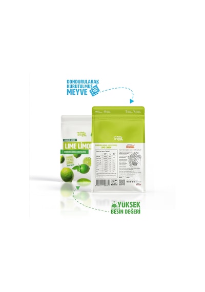 Dondurularak Kurutulmuş Lime Limon 16 G Freeze Dried Meyve Cipsi Çıtır Meyve Kurusu 5 Adet 18 G