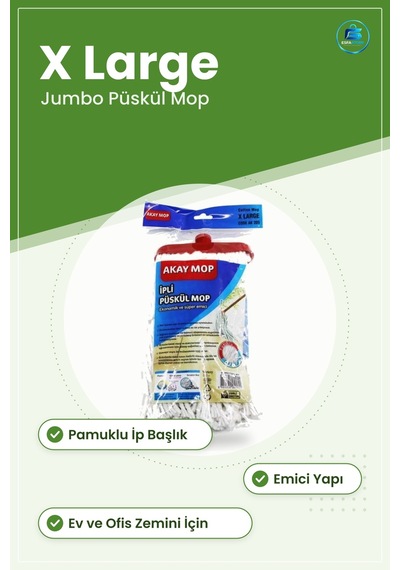 İpli Püskül Mop X Large Jumbo Pamuklu Paspas Ev Ofis Temizlik Emi