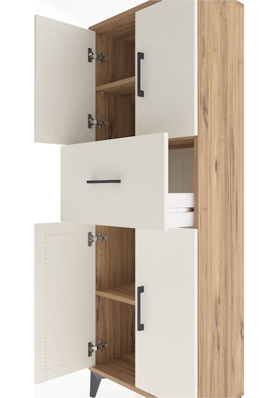 Arges Dolap 2 Raflı Tek Çekmeceli 4 Kapaklı 60x30x163 Çam-aytaşı Çam