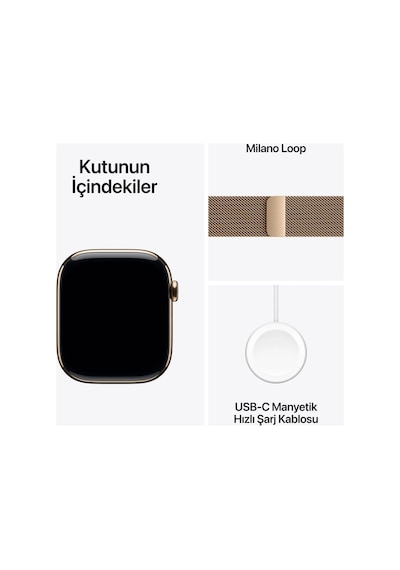 Apple Watch Series 11 MFD74TU/A GPS + Cellular 46 MM Altın Milano Loop S/M (Apple Türkiye Garantili)
