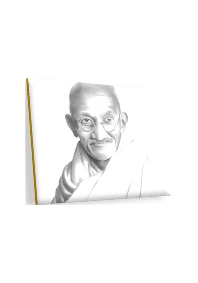Cakasepetim Mahatma Gandhi Tebessüm Beyaz Fon Ahşap Mdf Tablo