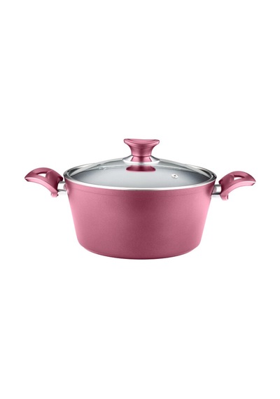 28 Cm Granit Derin Tencere Cam Kapak - Mürdüm Mürdüm