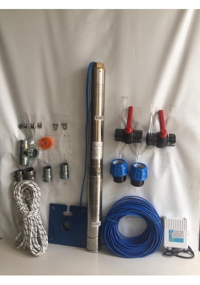 4sdm6/20 3 Hp Alarko 35 Mt Yassı Kablolu Ve Panolu 70 Mt Halatlı Çift Vanalı Akıtma Başlıklı Monofaze Takım Dalgıç Pompa