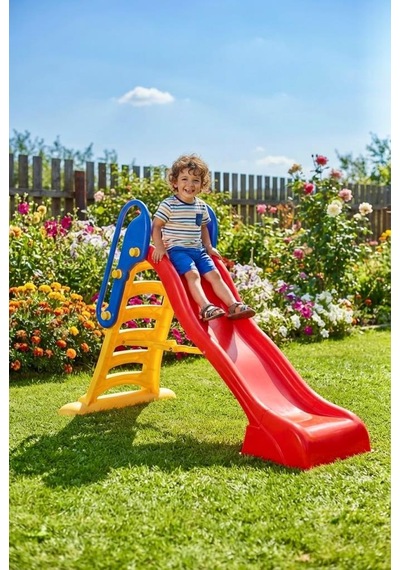 Katlanabilir Su Akışlı Maxi Su Kaydırağı 188 Cm Kırmızı Sarı Çocuklar İçin Eğlenceli Kaydırak Renkli