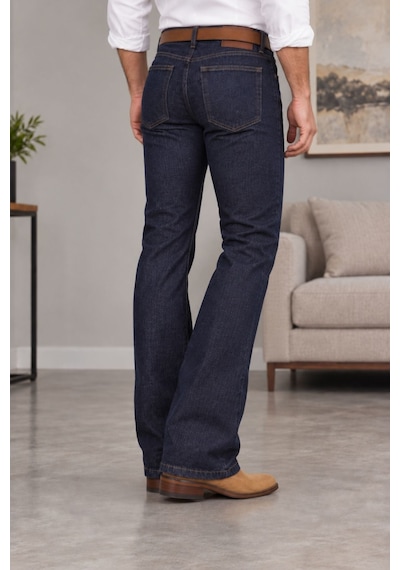 Cedy Denim Cedy Denım Premium Seri: Erkek Retro Flare Bootcut Jean - Geniş Paça Taşlanmış Denim Pantolon C370 Lacivert