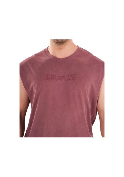 Kingsize Nutrition Kingsize Darksteel Antik Yıkamalı Kolsuz T-shirt Bordo Bordo