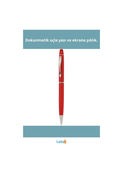 Kırmızı Metal Kalem Dokunmatik Ekran Uyumlu Tükenmez Kalem Çok Renkli