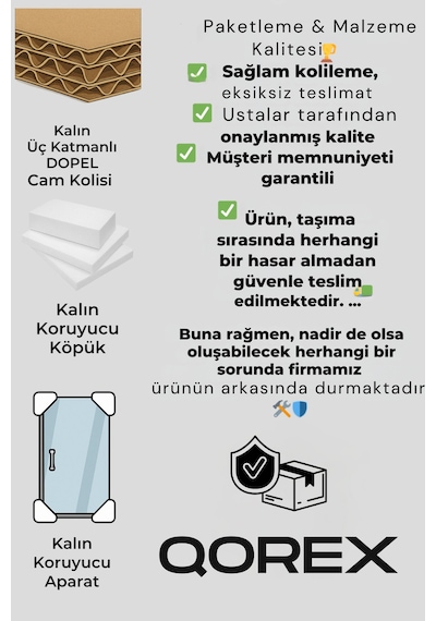 Marka - 6 Mm Karolaj Temper Cam Duşakabin H:190 Özel Seri Krom Aksesuar Diğer