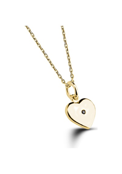 Kuyumcudukkani 0,02 Karat Siyah Prlantalı Kalp Kolye -20221-g-blk Gold