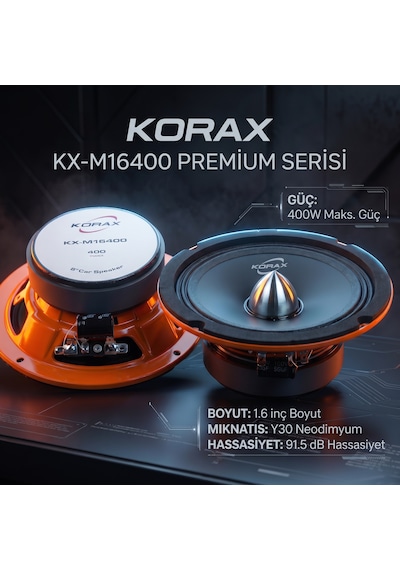 Korax Kx-m16400 400w 16 Cm Oto Hoparlör Takımı 2 Adet