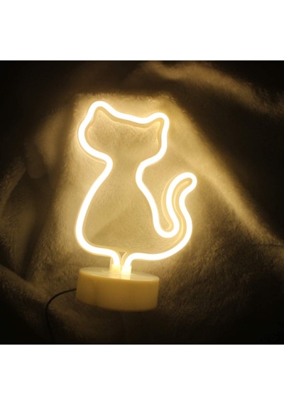 River World Neon Işıklı Lamba Tasarımı Kedi Çok Renkli