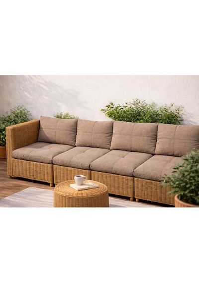 Bahçe Koltuk Minderi Balkon Mobilyası Minderi Çay Seti Minderi Su Geçirmez Dış Mekan Minder 60x110 Cappucino
