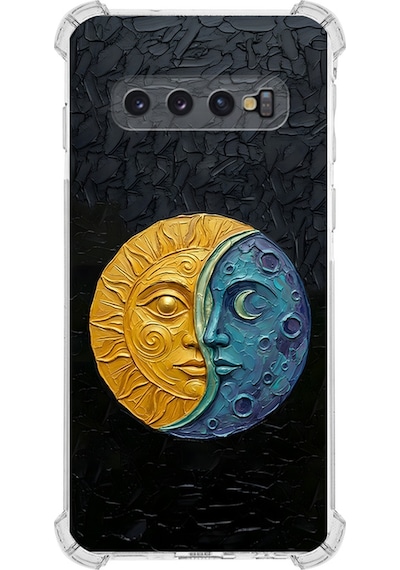Samsung Uyumlu Galaxy S10 Plus İle Köşe Korumalı Kılıf Metamorfoz Ekinoks Tasarımlı Uv Baskılı Şeffaf