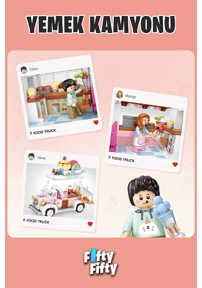 Loz Mini Block Serisi Food Truck/yemek Kamyonu -lz1738 582 Parça Oyuncak Yapım Seti