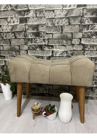 Puf ,koyu Vizon Puf Ahşap Ayak Çima Dikiş Spor Modern Tasarım Ş