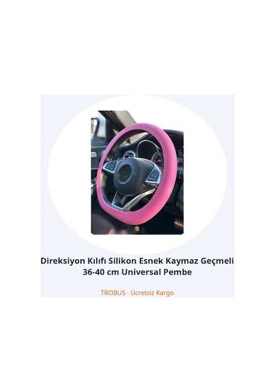 Trobus Honda City 2021 Ve Sonrası Uyumlu Direksiyon Kılıfı Silikon Geçmeli 36-40 Cm Pembe