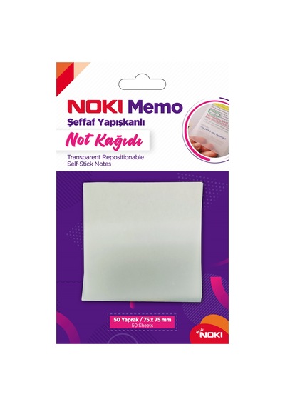 Noki Yapışkanlı Not Kağıdı Memo 50 Yp 75x75 Şeffaf 12300