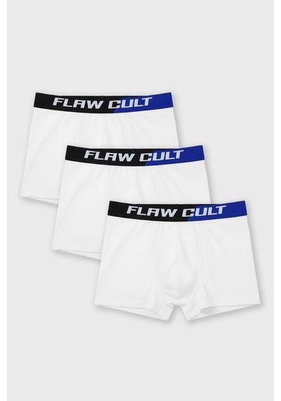 Flaw 3'lü Bel Lastikli Boxer Beyaz Beyaz