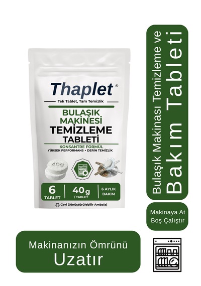 Thaplet Bulaşık Makinesi Temizleme Tableti 6 Aylık Bakım Tableti
