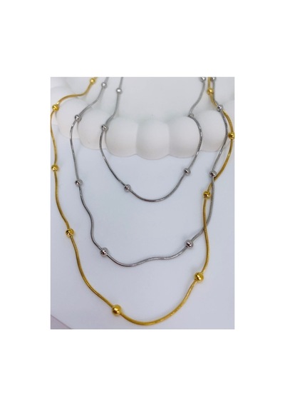Çelik Dorika Topçuk Çoklu Kolye Çift Renk - 607023817 Çift Renk