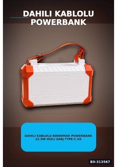 Bay Dahili Kablolu 60000mah Powerbank 22.5w Hızlı Şarj Type-c Usb Çıkışlı Dijital Göstergeli Bx-313567 Najmaddi Standart