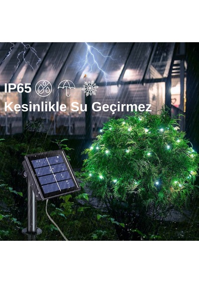 Techtic Noel Yılbaşı Ağacı Işığı Solar 100 Led Güneş Enerjili Ip6