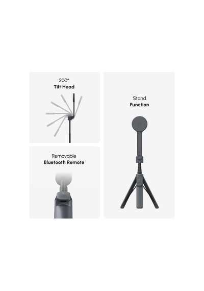 Snapstand Selfie Manyetik Selfie Çubuğu Ve Tripod Kompakt, Katlanabilir Ve Uzatılabilir, Eğim Kafası Ve Manyetik Bluetooth Uzaktan Kumandalı Taş Rengi