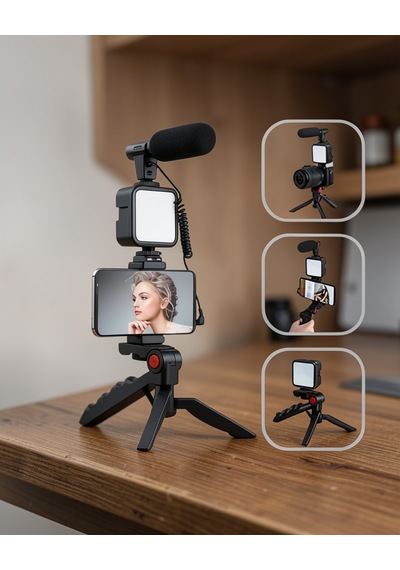 Mini Tripod Telefon Tutucu + Mikrofon Uuczzzay49kameratelefontutucu5 Diğer