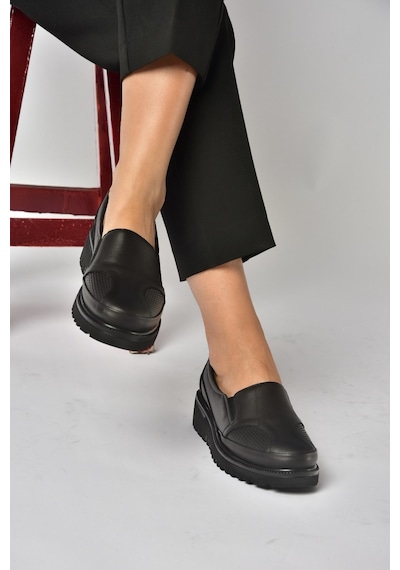 Fox Shoes Z555251203 Siyah Hakiki Deri Günlük Kadın Ayakkabı